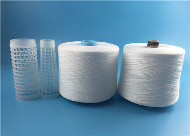 40/2 40/3 Spun Polyester Spun Yarn سفید طبیعی یا سفید اپتیکال در رنگ لوله بازیافت شده