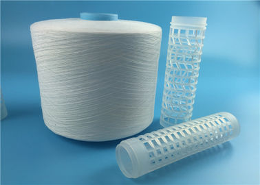 40/2 40/3 Spun Polyester Spun Yarn سفید طبیعی یا سفید اپتیکال در رنگ لوله بازیافت شده